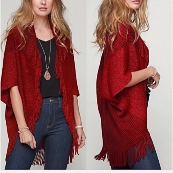 📍FLASHSALE ONE SIZE Red Shimmer Boho Cardi - Picture 3 of 5
